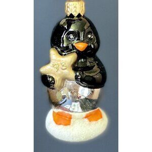 Hallmark Keepsake Frosty Friends Penguin Blown Glass Ornament 1998 Hand-Painted